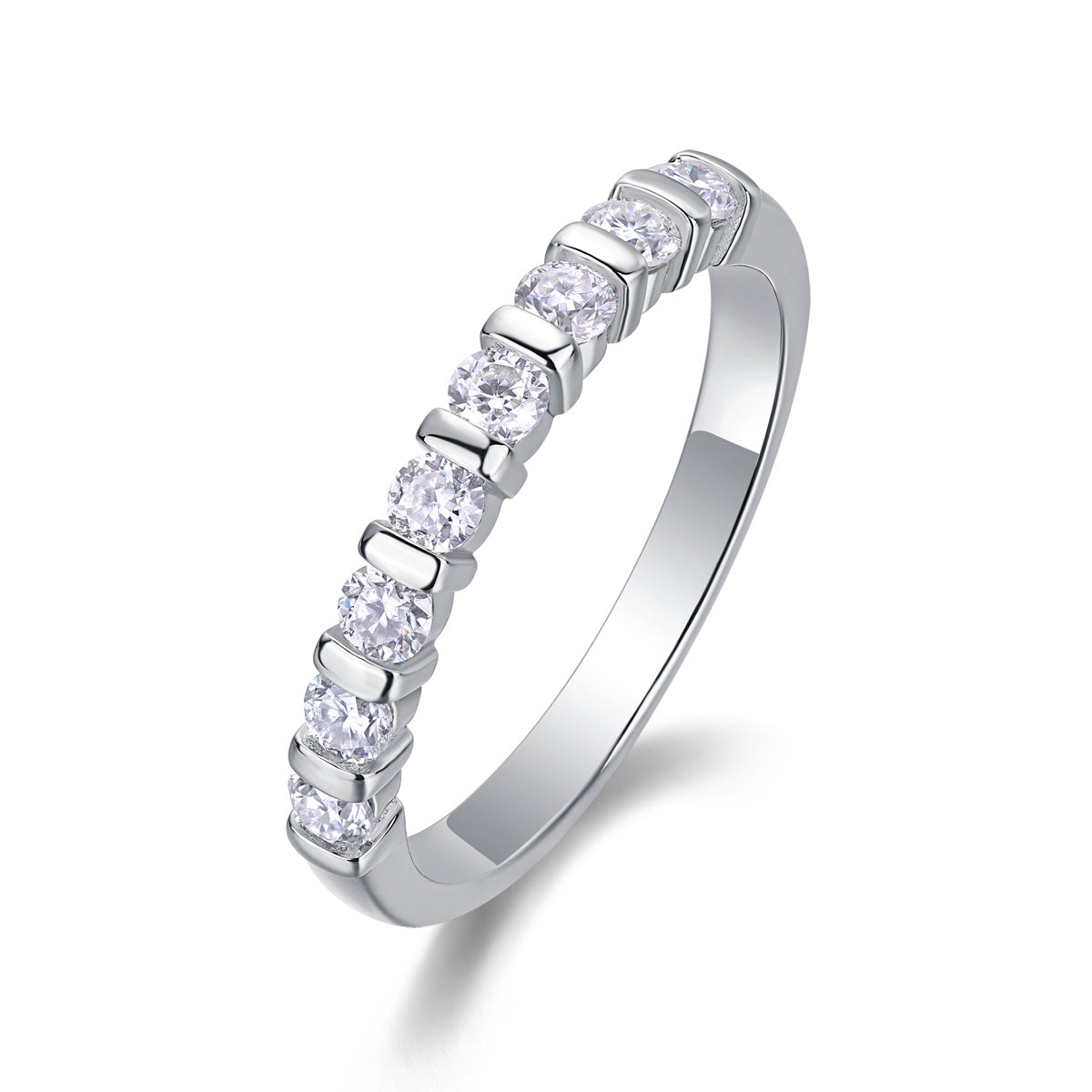 Luxuriöser Moissanit-Silberring mit Diamanten