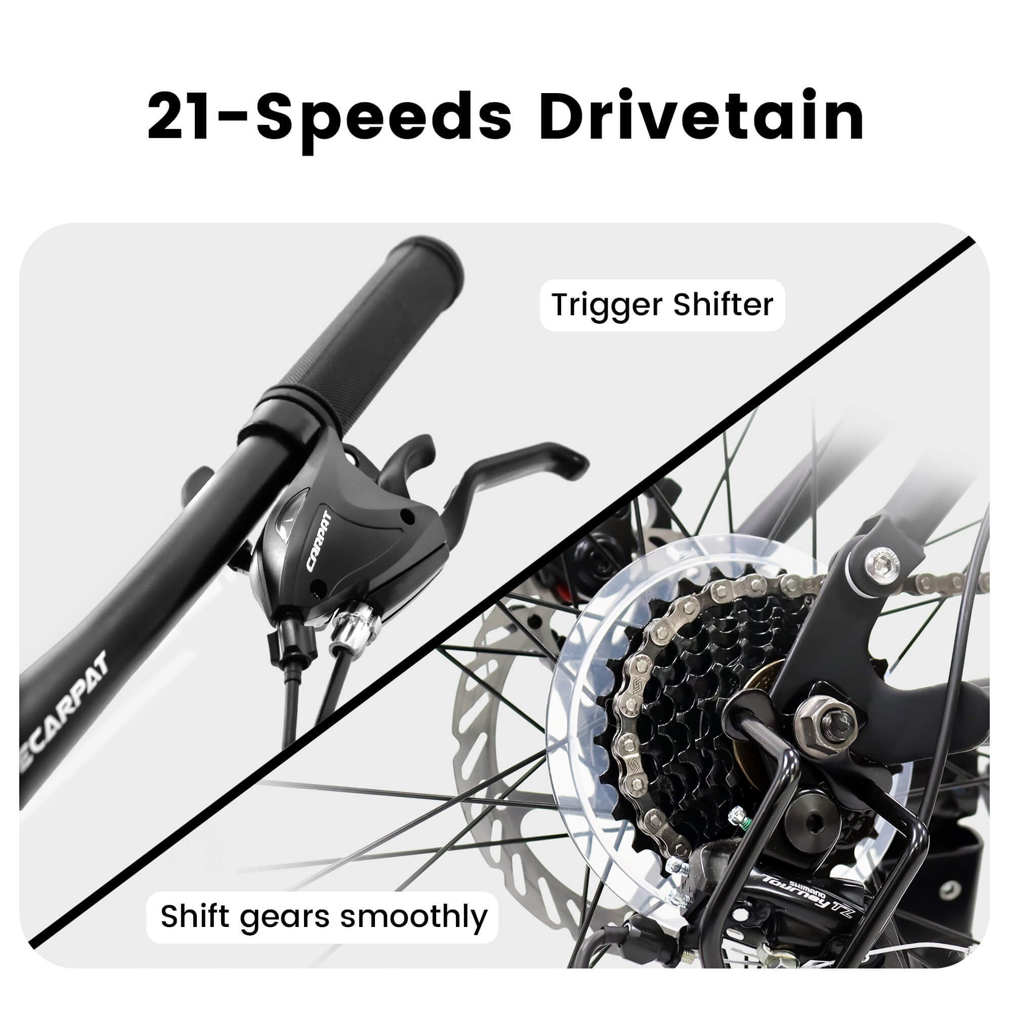 24-Zoll-MTB-Fahrrad, 21-Gang, Scheibenbremsen, robuster Rahmen