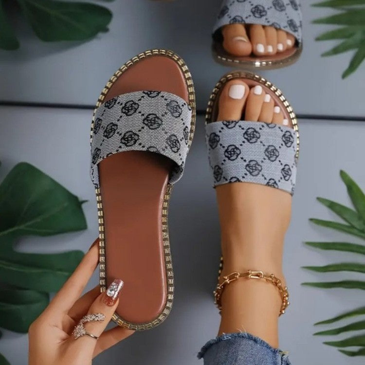 Summer Floral Flat Beach Sandals