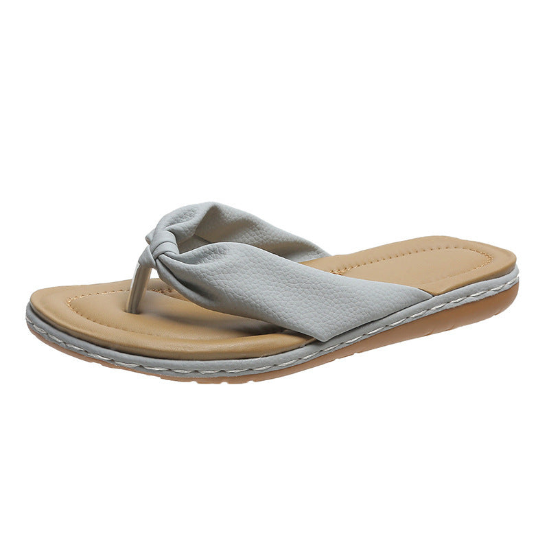 Flache Sommersandalen mit Schleife und Clip-Zehe