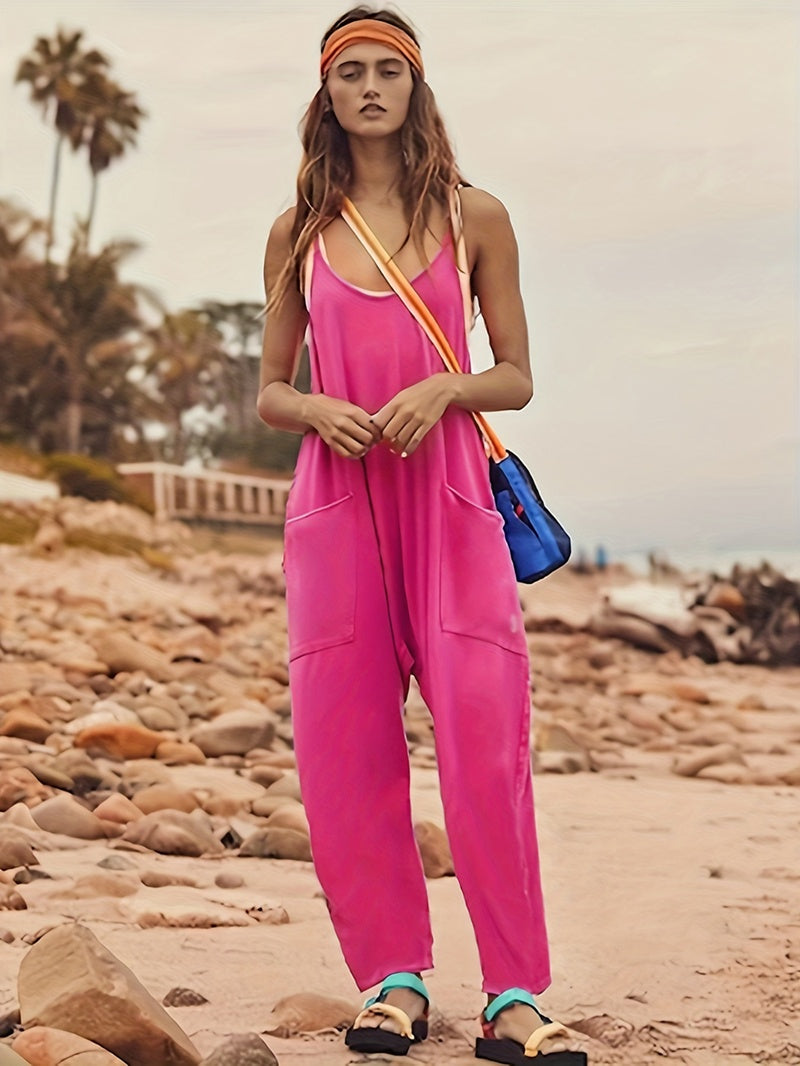Ärmelloser Sommer-Overall mit Taschen