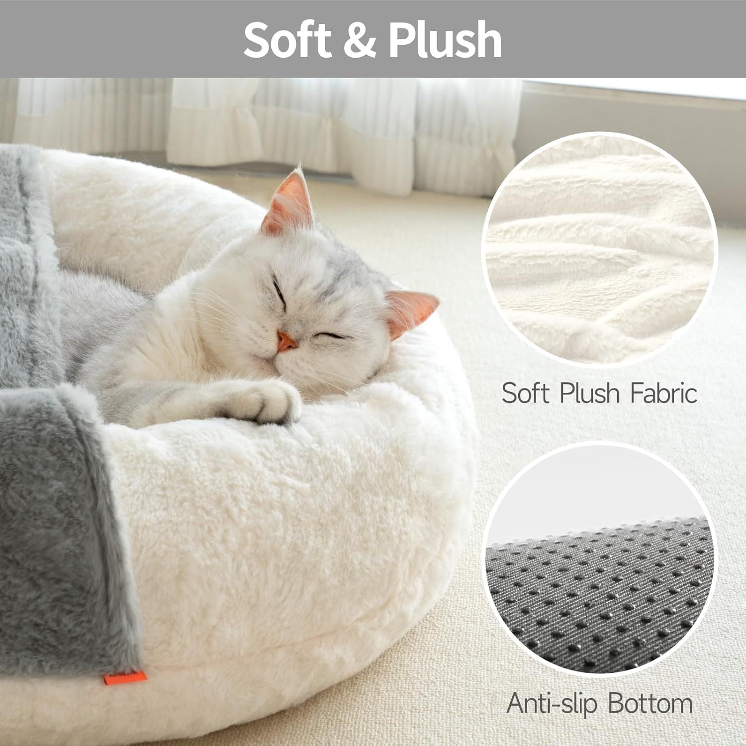 MEWOOFUN Enclosed Cat Bed Cave 22"x22"