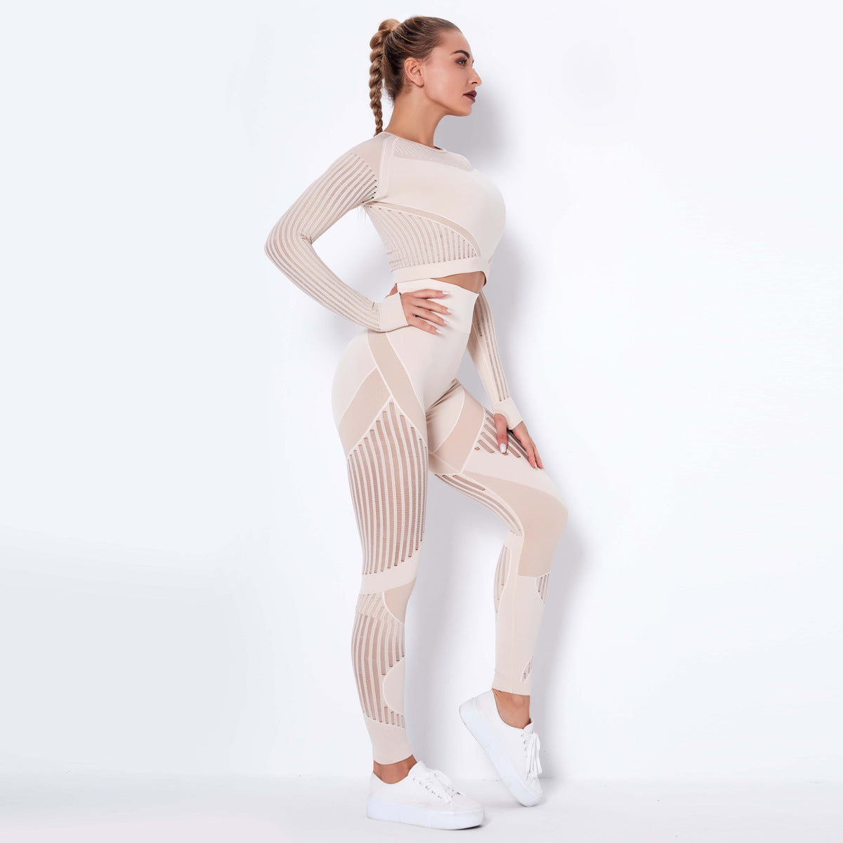 Combinaison de yoga sans couture à manches longues
