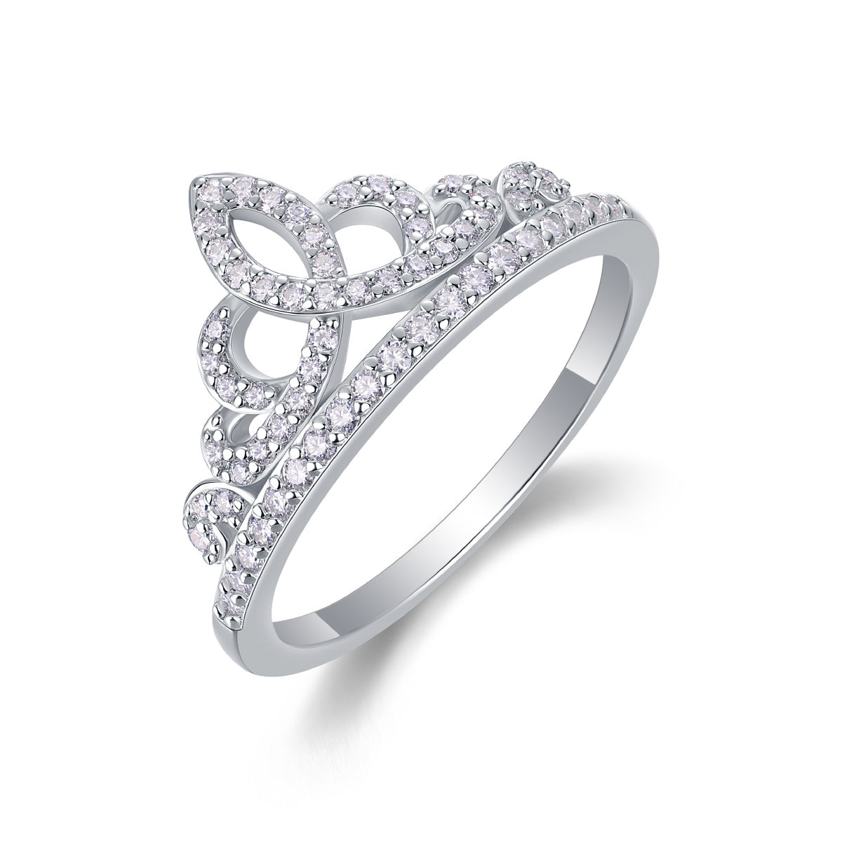 Kronen-Moissanit-Silberring mit Diamanten