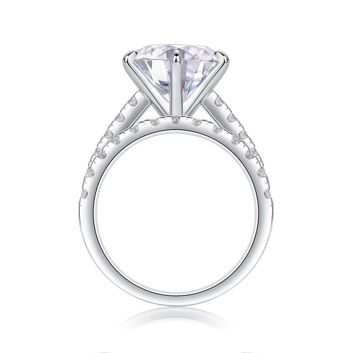 Arranged Moissanite Silver Diamond Rings