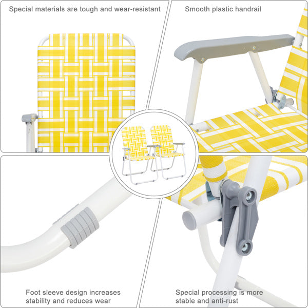 2pcs Yellow & White Striped Beach Chairs