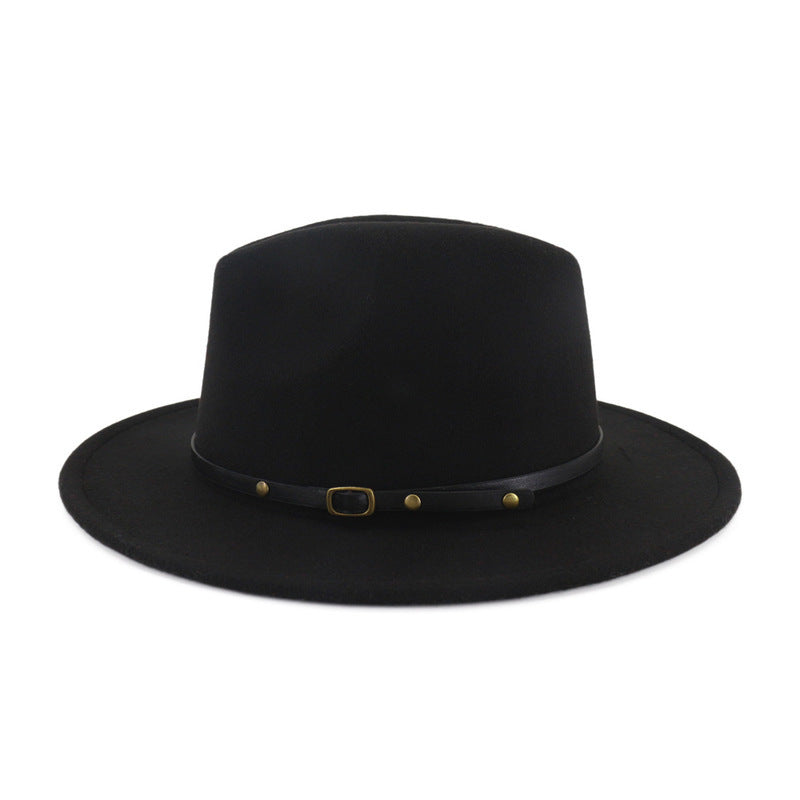 Chapeau de jazz Fedora en laine à bord plat