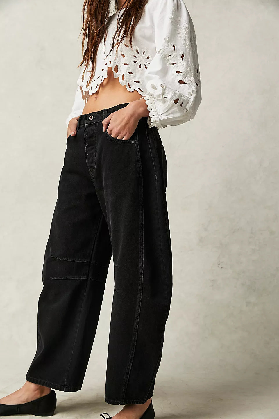 Jean large extensible à jambe large