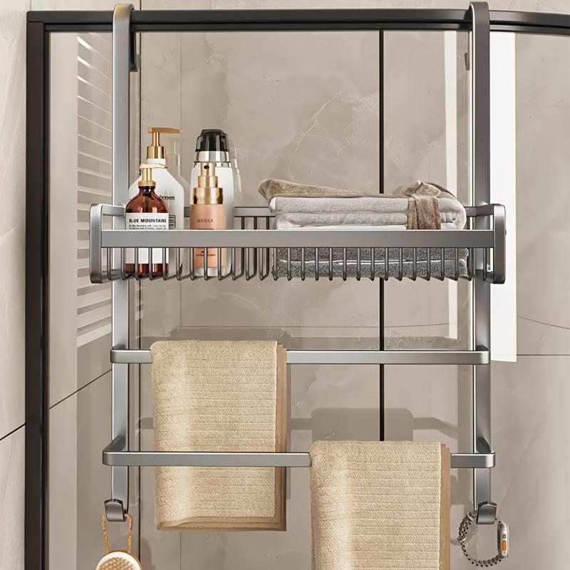 Punch-Free Bathroom Glass Door Towel Rack