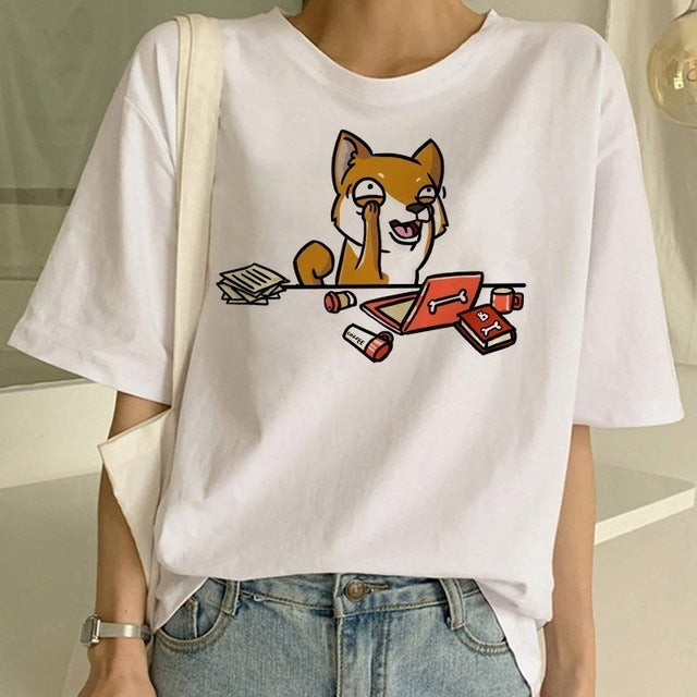T-shirt col rond graphique Shiba Inu