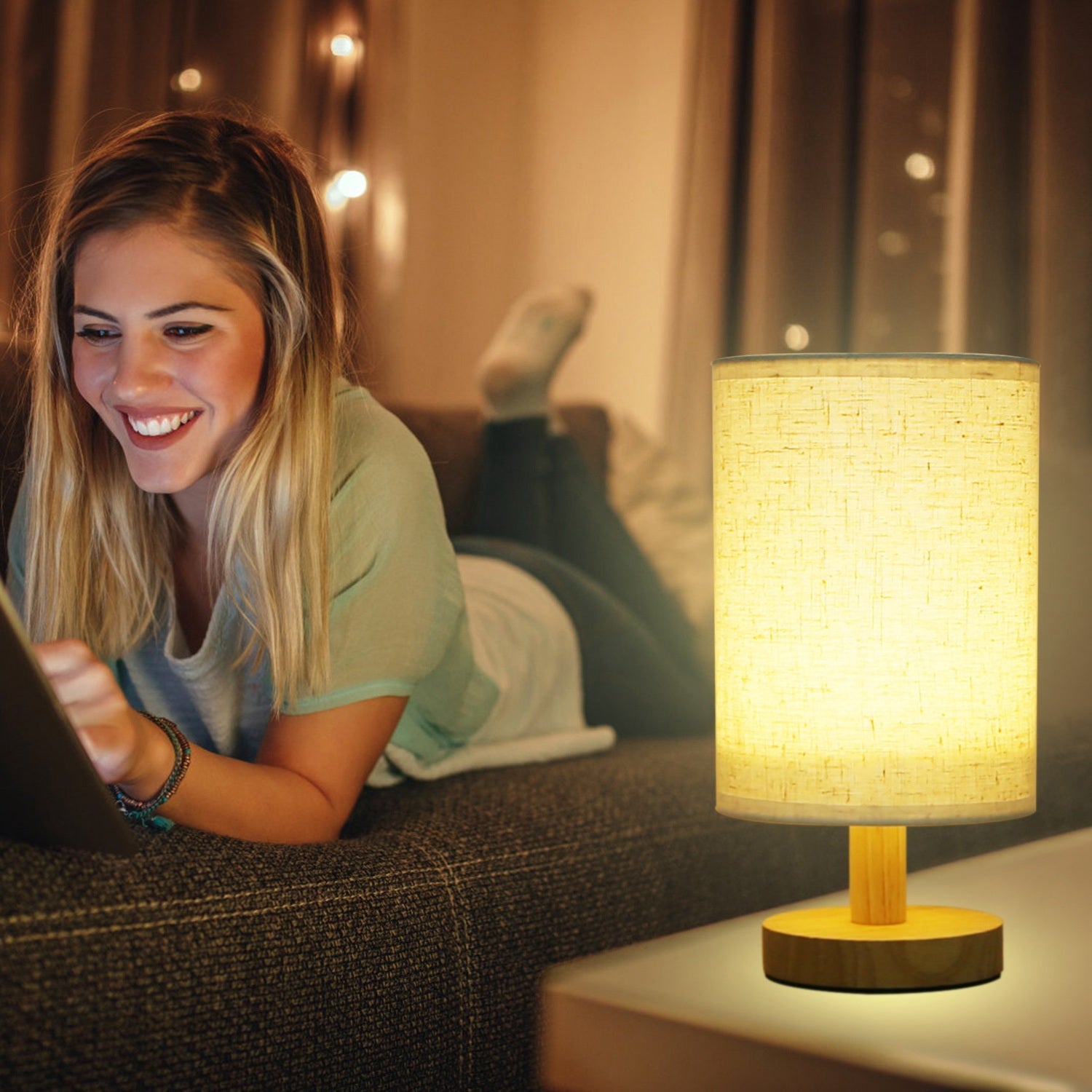 Warm White Bedside Lamp USB Plug
