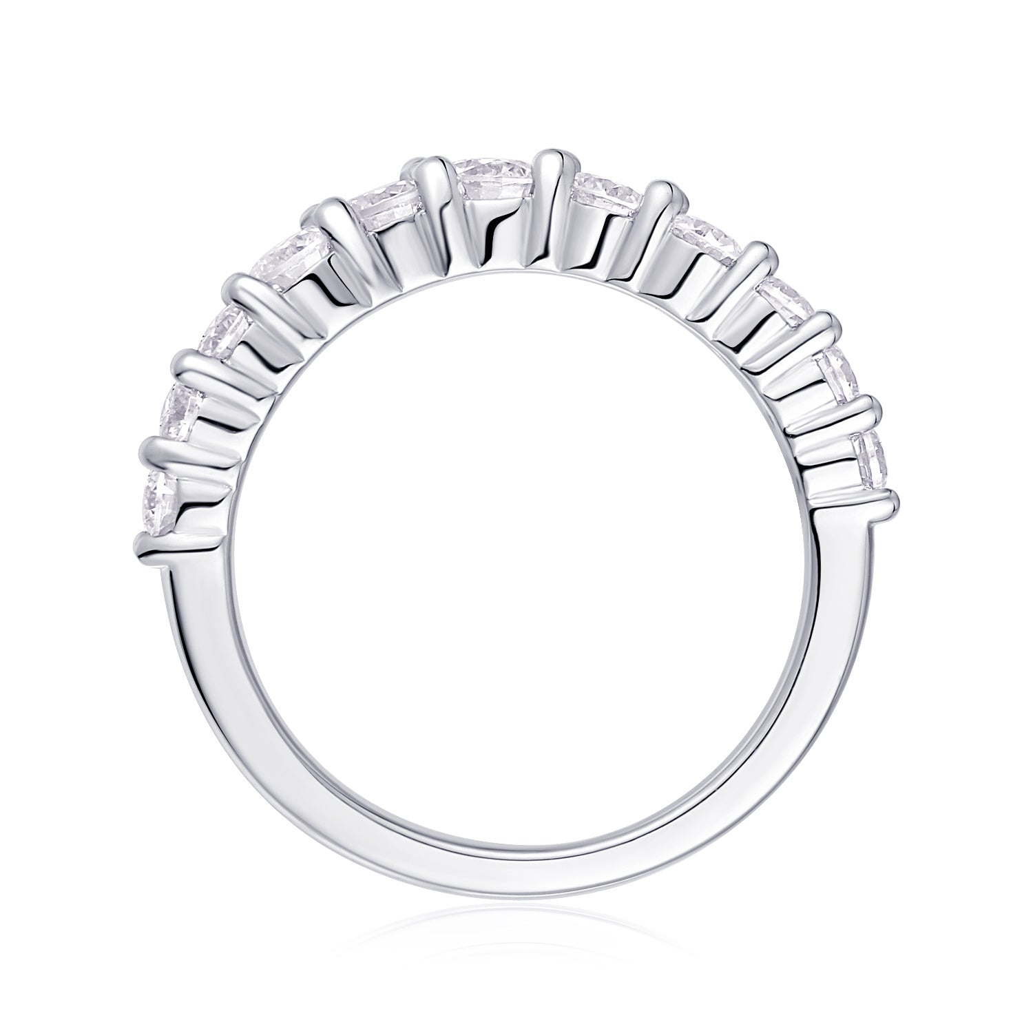 Kronen-Moissanit-Silber-Ehering