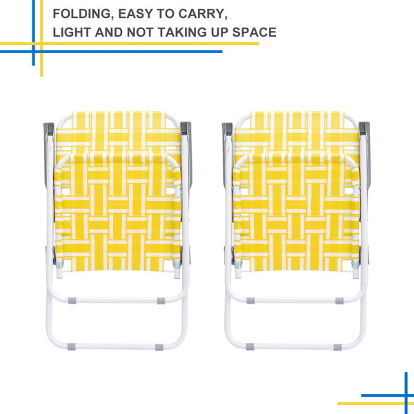 2pcs Yellow & White Striped Beach Chairs