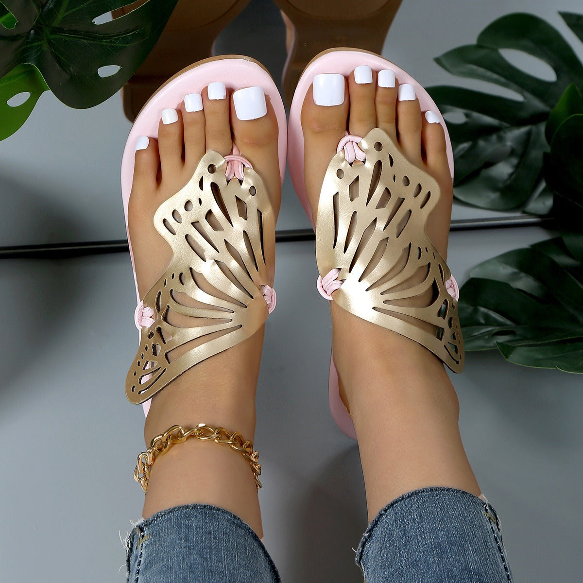 Butterfly Hollow Flip-Flop Sandals