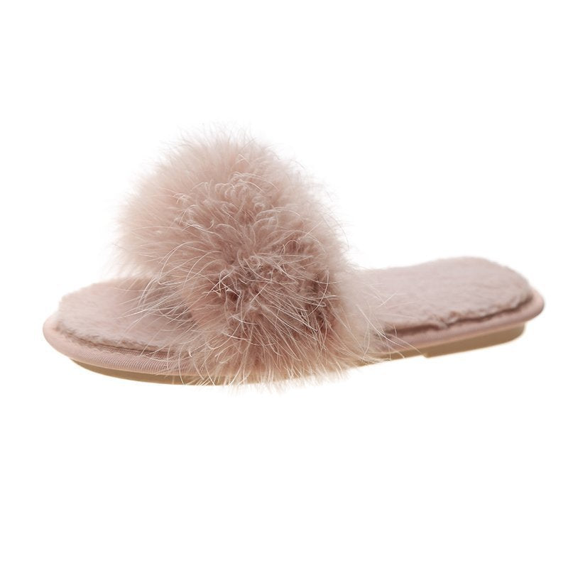 Pelzige Freizeitsandalen für Damen im Freien