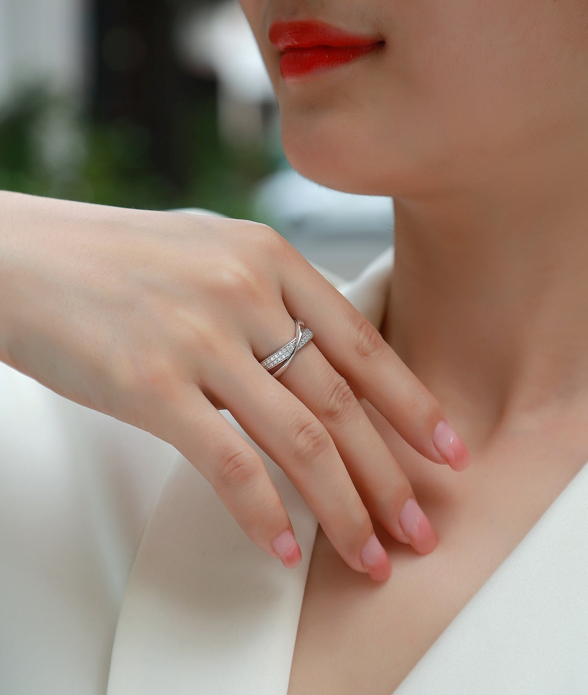 Wrap-Around Moissanite Silver Ring Set