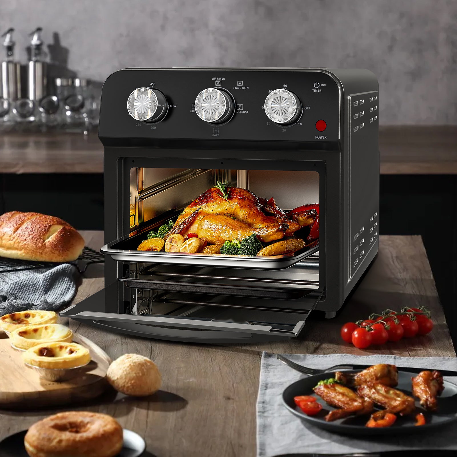 12,5 Qt Heißluftfritteuse mit Multifunktionsgrill