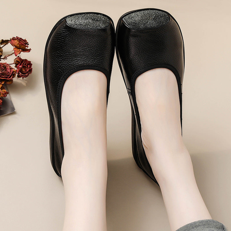 Flache bequeme Herbstschuhe aus Rindsleder