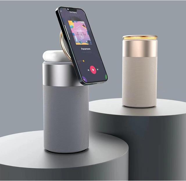 Chargeur sans fil 3 en 1 et lampe haut-parleur