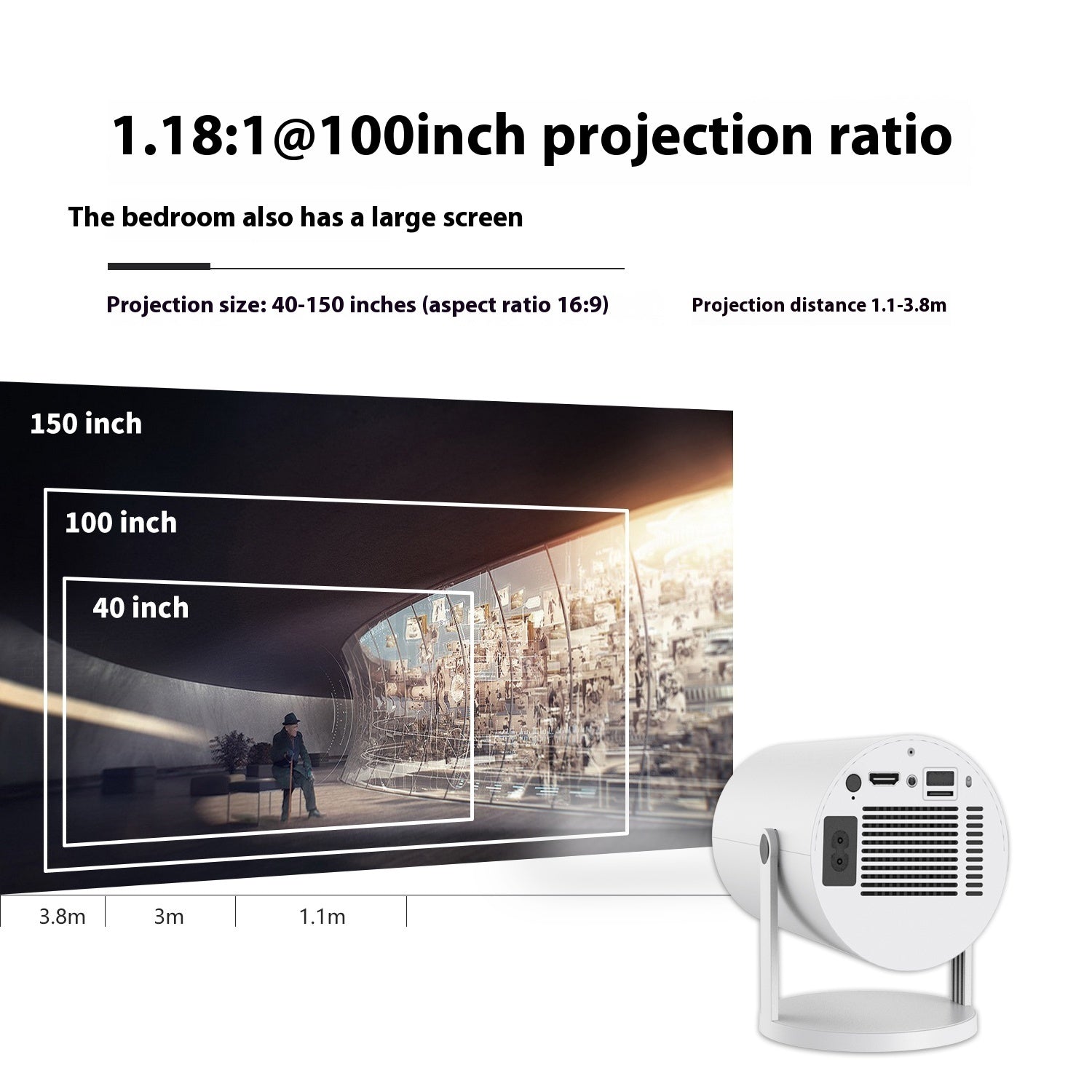 Mini projecteur domestique avec mise au point automatique