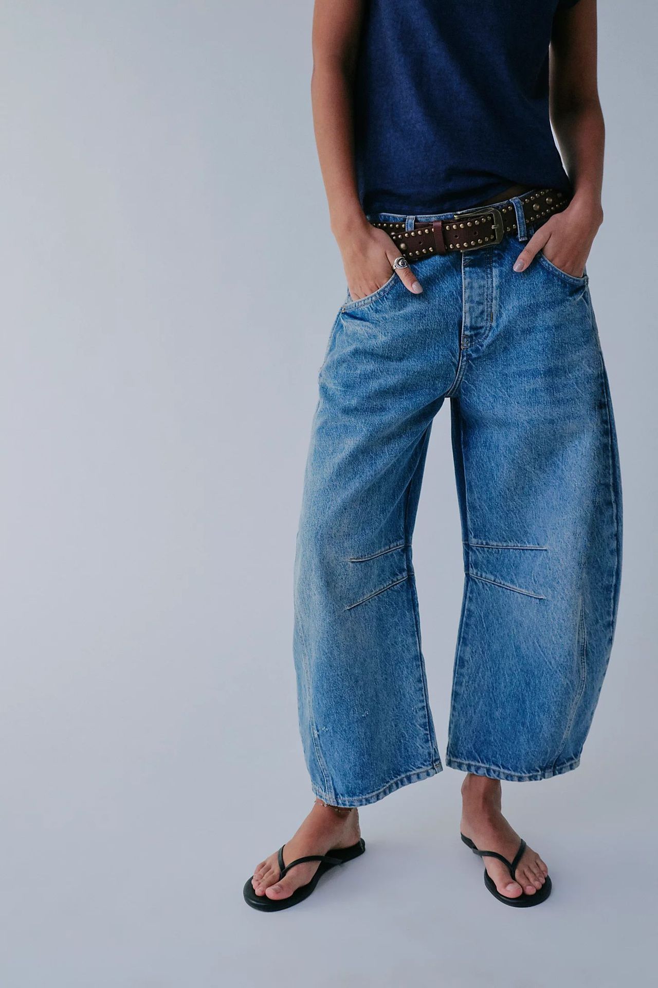 Jean large extensible à jambe large