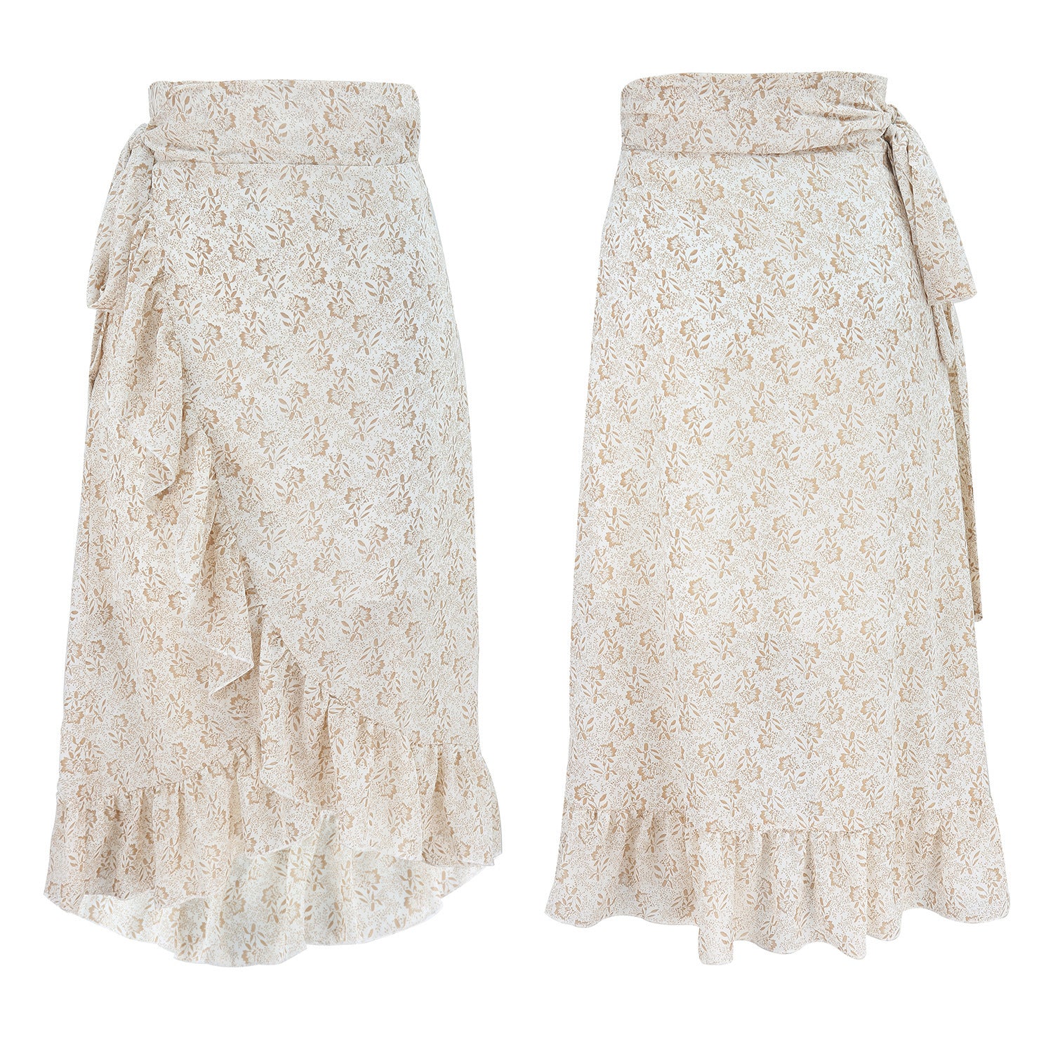 Wickelrock aus Chiffon mit Blumenmuster und hoher Taille