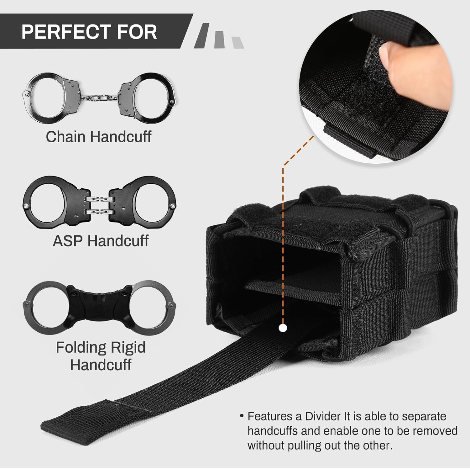 Pochette tactique MOLLE pour menottes doubles
