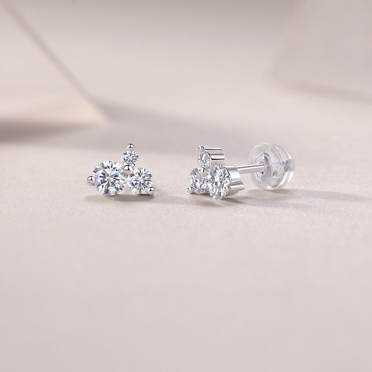 Wave Moissanite Silver Stud Earrings