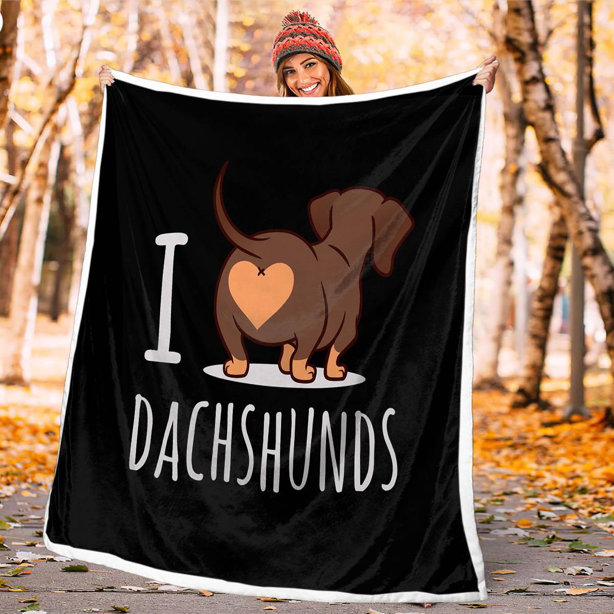 3D Wiener Dog Reversible Fleece Blanket