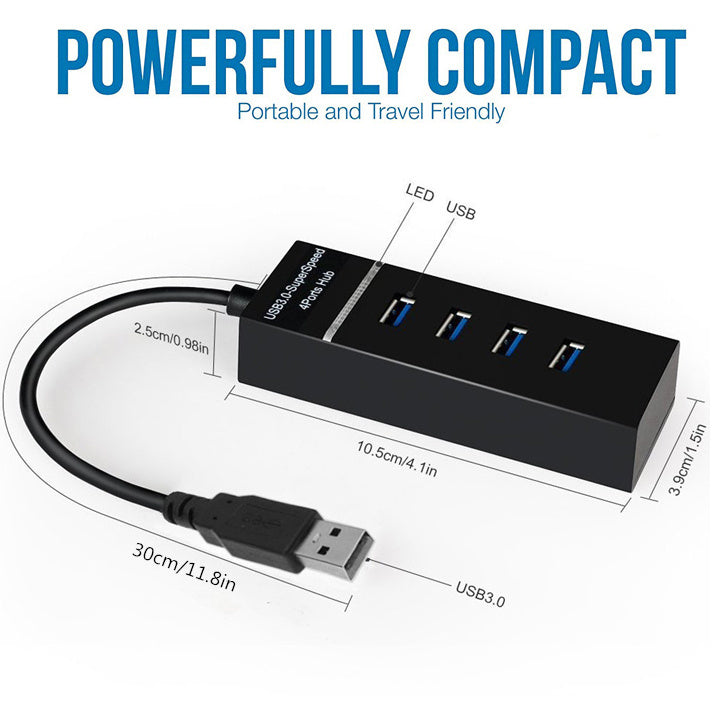 4-in-1 USB 2.0/3.0 Hub-Splitter