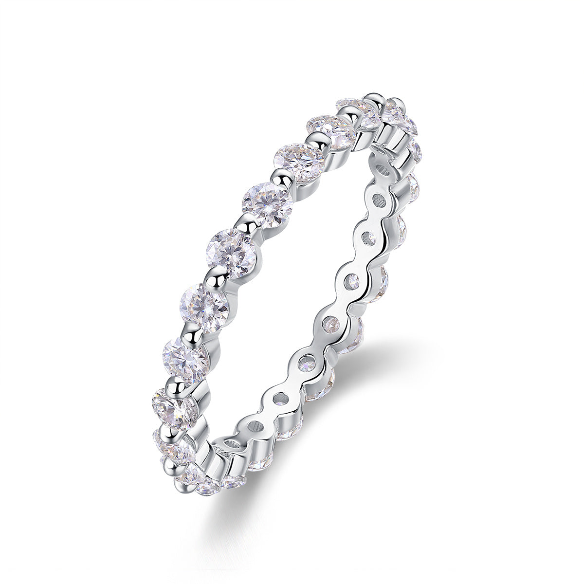Row of Moissanite Silver Rings Set