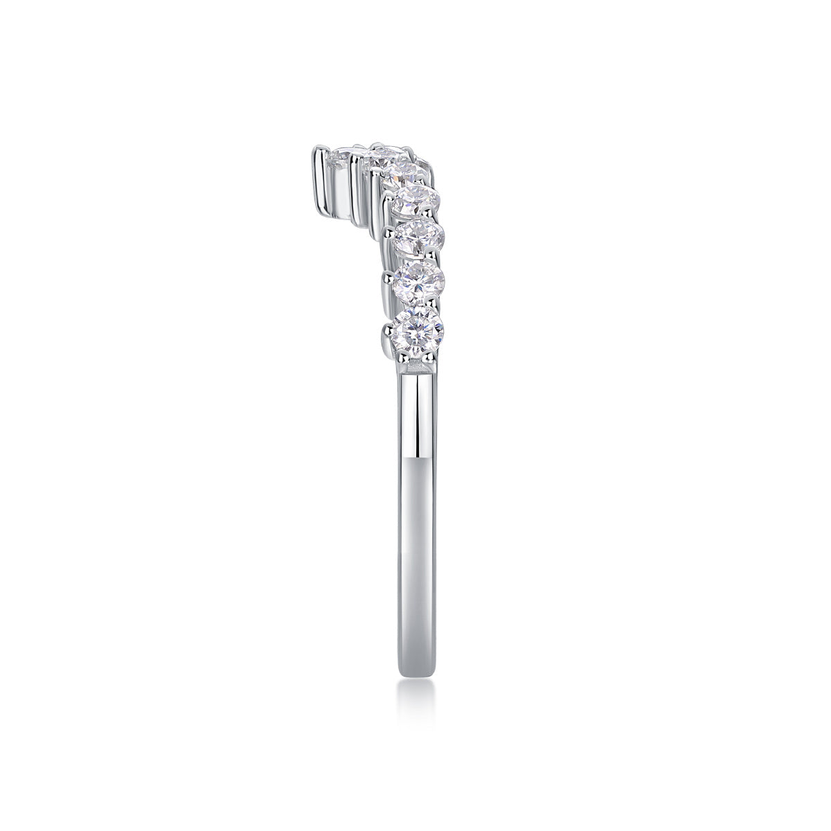 Crown Moissanite Silver Diamond Ring