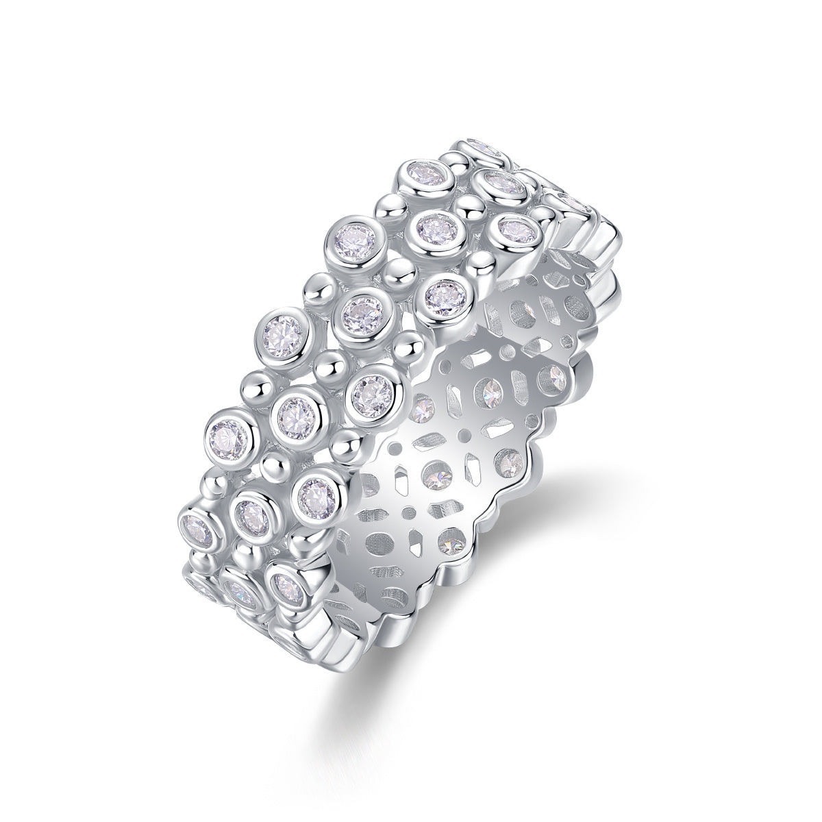 Multi-Row Moissanite Silver Ring